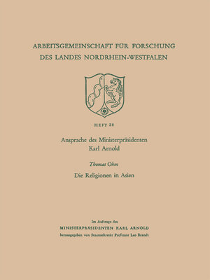 cover image of Ansprache des Ministerpräsidenten Karl Arnold. Die Religionen in Asien